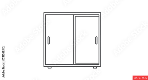 Minimalist Sliding Door Cabinet with Two Compartments.