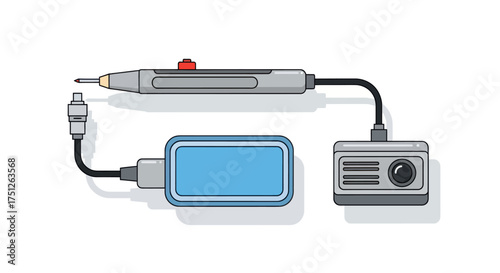Electric Engraving Pen Tool with Power Supply and Cord for Crafting and DIY Projects.
