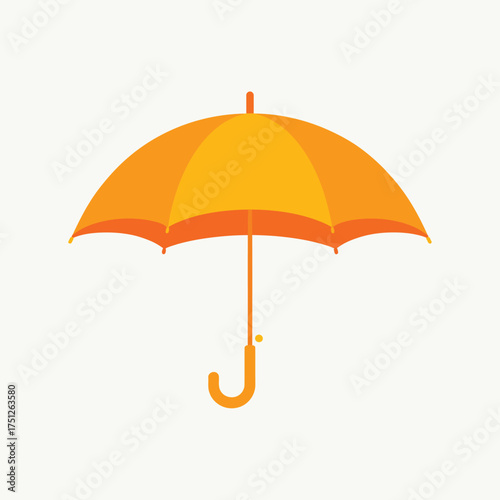 Bright yellow umbrella isolated on a light background