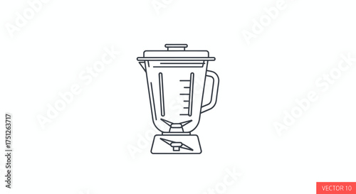 Kitchen Blender Line Art Icon for Food Preparation.