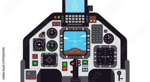 Detailed illustration of a modern aircraft cockpit control panel.
