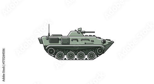 Side view illustration of a BTR-D Soviet airborne tracked armored personnel carrier with camouflage.