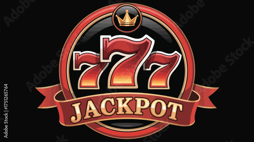Lucky seven jackpot symbol with crown and ribbon
