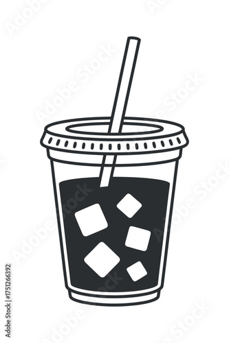 Iced Beverage Illustration Iced Coffee Cup Cold Drink Refreshment Graphic Design