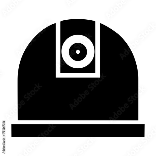 Veterans day vector illustration of a black and white observatory dome with a visible telescope