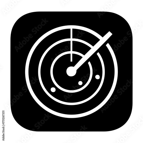 Veterans day vector radar screen with sweep arm and target blips inside a rounded square shape