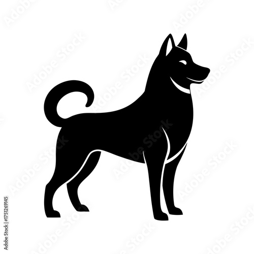 Huskie Dog Black Silhouette Vector Art