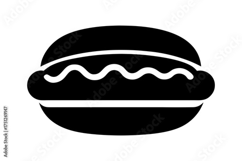 Hotdog Bun Black Silhouette Vector Clipart