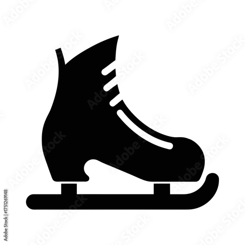 Ice Skate Black Silhouette Vector Illustration