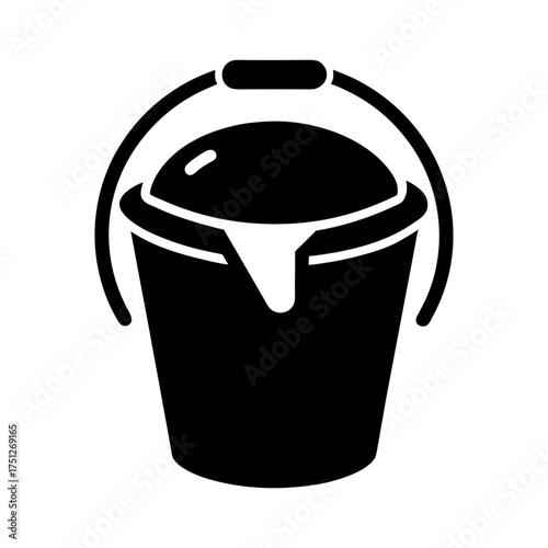 Ice Bucket Black Silhouette Vector Icon