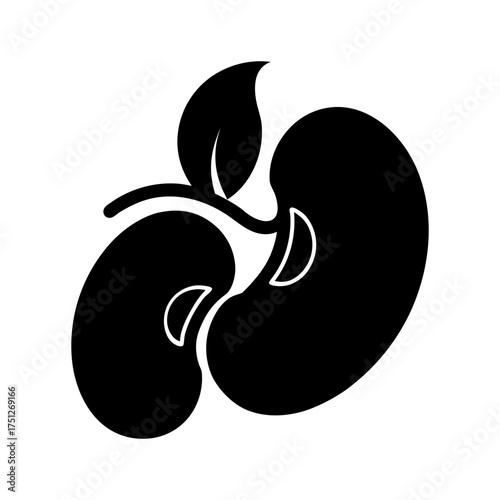 Kidney Beans Black Silhouette Vector Illustration
