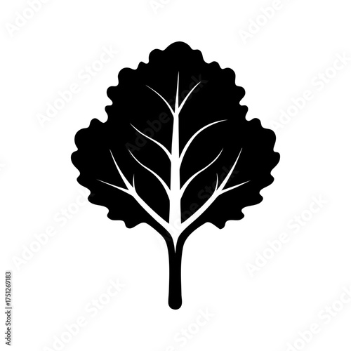 Kale Leaf Black Silhouette Vector Icon