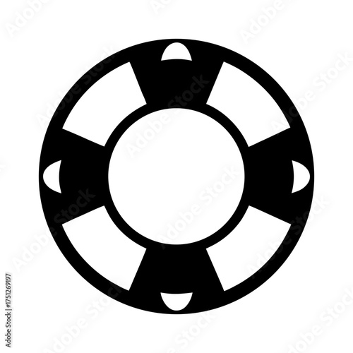 Lifebuoy Ring Black Silhouette Vector Icon