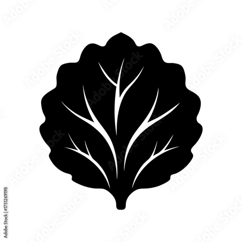 Lettuce Leaf Black Silhouette Vector Icon
