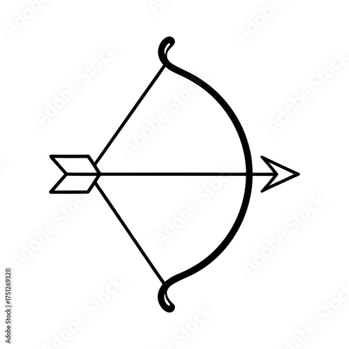 Archery Bow Outline Line Art Vector