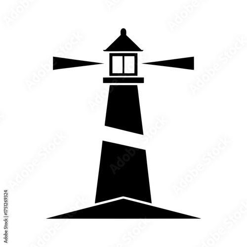 Lighthouse Beam Black Silhouette Vector Illustration