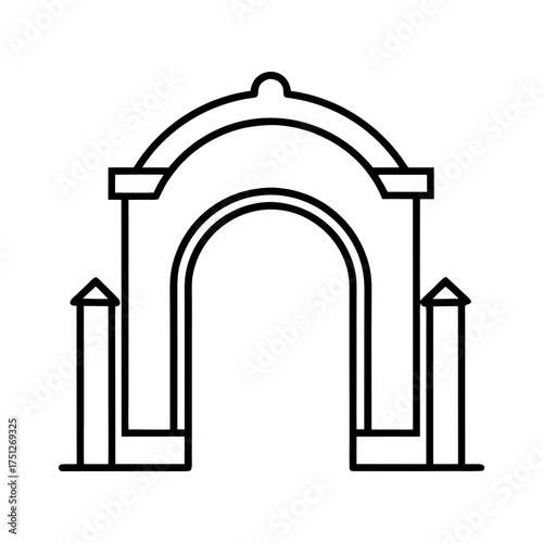Arch Gate Outline Line Art Vector