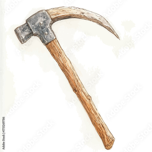 watercolor vector of Crowbar, isolated on a white background.