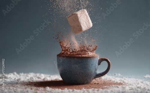 Hot Cocoa With a Marshmallow Floating Above in a Cozy Kitchen Setting During ...