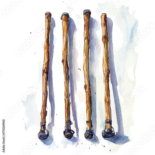 Crutches, watercolor painting vector, isolated on a white background.