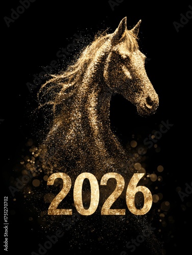 Golden Horse Design for Celebration and Event Announcement in 2026