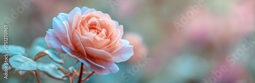 Beautiful Pink Rose Blooms in a Serene Garden During the Afternoon Light