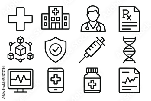 Hospital avatar file dna blockchain medical vector building healthcare icon paper
