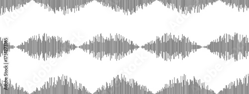 Intense Abstract Audio Waveform Pattern of Scribbled Gray Lines Forming Repeated Diamond Shapes on a Clean White Background for Music Technology