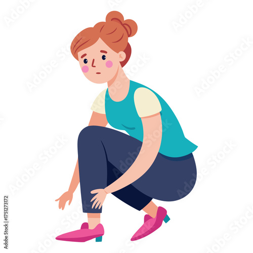 Female Swollen Ankles Medical Illustration Isolated on White