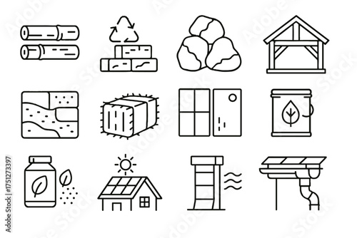 Shaft paint tiles vector icons solar construction frame icon wall bamboo sustainable