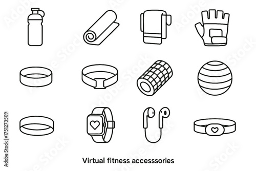 Vector exercise icon fitness roller rate wristband headband strap smart virtual