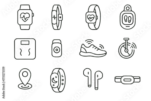 Icon virtual fitness vector sensor wearable chest devices sleep monitor tracker cycling