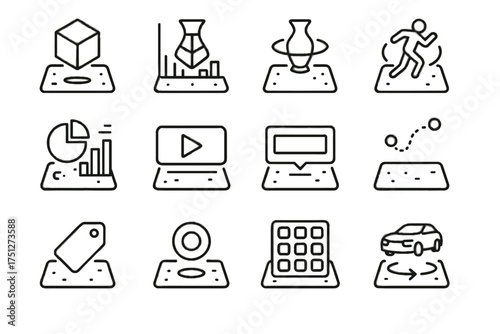 Virtual interactive text icon ar infographic holographic tag content vector video overlay
