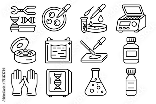 Reagent solution icon vector extraction sample chemical genetic dna gel research bottle