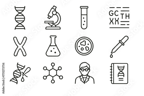 Double genetic chromosome research gene vector avatar icons notebook icon test microscope