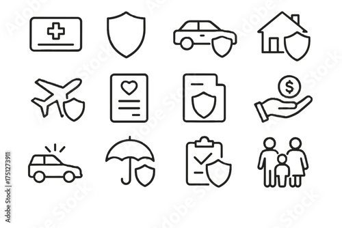 Coverage vector premium accident comprehensive icon travel protection insurance car life icons