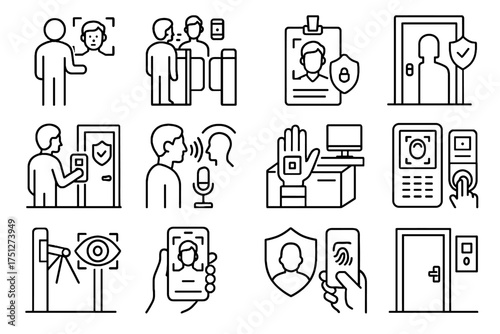 Login authentication vector desk security gate icons fingerprint secure icon office biometric
