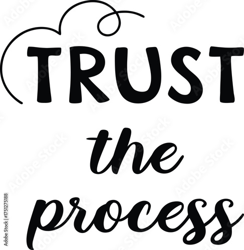 The popular phrase “Trust the process” shown in bold black font over white, representing patience, growth, and belief in your journey.