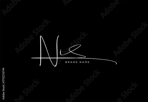 NI letter beauty cursive handwriting logo. vector logo| abstract logo| minimalist logo| brand identity| calligraphy design.