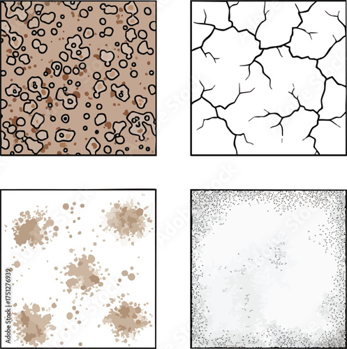 Set of Four Abstract Grunge Textures and Patterns.