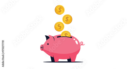Invest in your future with this pink piggy bank illustration, perfect for showcasing saving money, financial growth, and smart budgeting for a brighter tomorrow