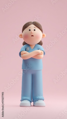 Nurse Cartoon Character - Focused and Determined.
