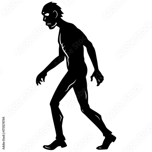 Silhouette of a walking zombie illustration vector graphic scalable eps icon for halloween and horror themes silhouette White background