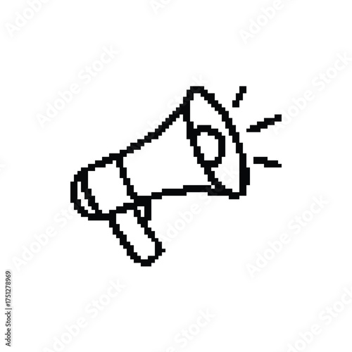 Pixel Art Megaphone Announcement Communication Graphic Icon Loudspeaker Promotion Vector