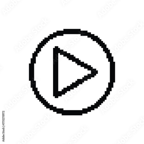 Pixelated Play Button Icon Multimedia Graphic User Interface Control Navigation Interface
