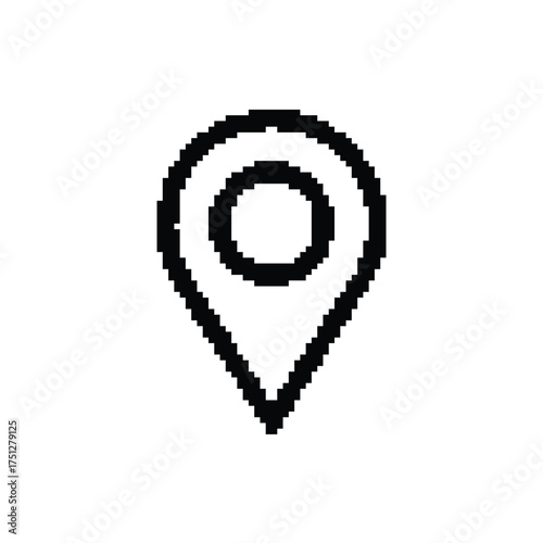 Pixel Art Location Icon Map Marker Pointer Navigation Symbol Isolated on Transparent BG