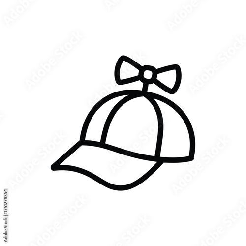 Simple line drawing of a baseball cap with a bow