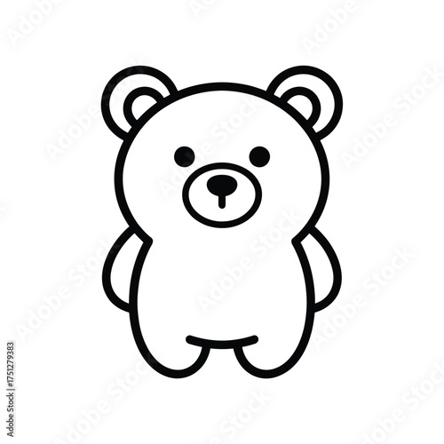Simple line drawing of a cute teddy bear