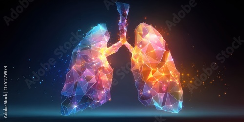 Colorful digital representation of human lungs showcasing intricate details and vibrant patterns