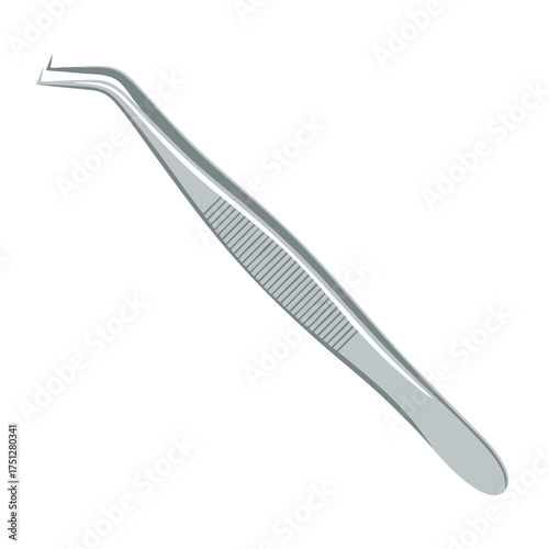 Precision Angled Stainless Steel Tweezers with Textured Grip.